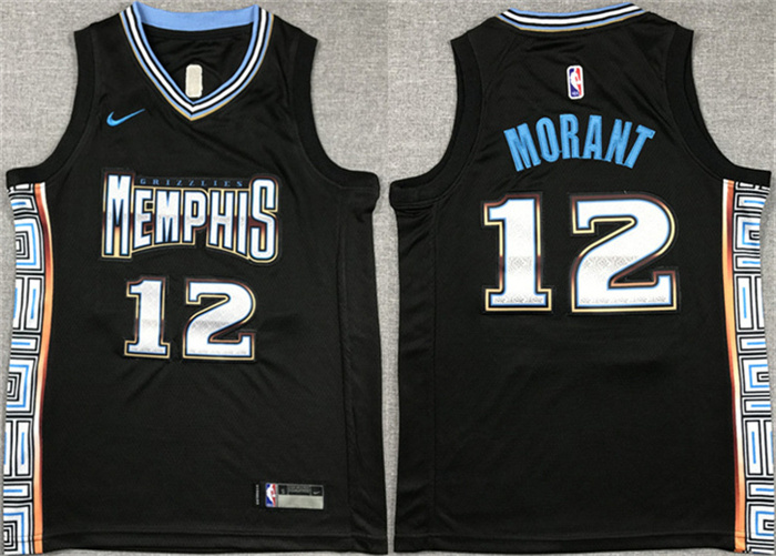 Youth Memphis Grizzlies #12 Ja Morant Black City Edition Stitched Basketball Jersey